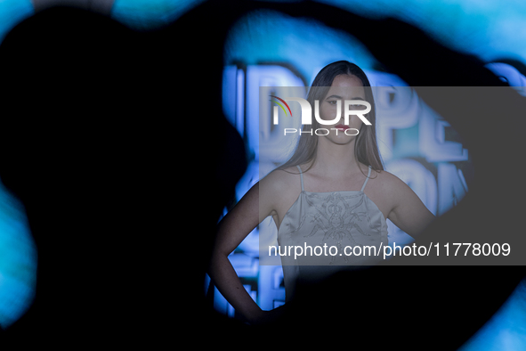 A model presents a creation by Hungarian designer Art & You during Budapest Fashion Week in Budapest, Hungary, on November 14, 2024, at Hall...