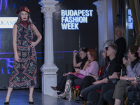 A model presents a creation by French designer Kendra Nakamura during Budapest Fashion Week in Budapest, Hungary, on November 14, 2024, at H...