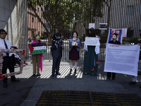 Pro-Palestine activists in Mexico City, Mexico, on November 14, 2024, demonstrate outside the Memory and Tolerance Museum, where they demand...