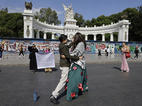 Pro-Palestine activists in Mexico City, Mexico, on November 14, 2024, dance a 15th birthday waltz and demonstrate in the Hemiciclo a Juarez,...