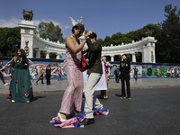 Pro-Palestine activists in Mexico City, Mexico, on November 14, 2024, dance a 15th birthday waltz and demonstrate in the Hemiciclo a Juarez,...