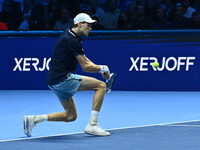 Jannik Sinner (ITA) competes against Daniil Medvedev (RUS) during day five of the Nitto ATP Finals 2024 at Inalpi Arena in Turin, Italy, on...