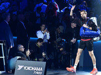 Daniil Medvedev (RUS) competes against Jannik Sinner (ITA) during day five of the Nitto ATP Finals 2024 at Inalpi Arena in Turin, Italy, on...