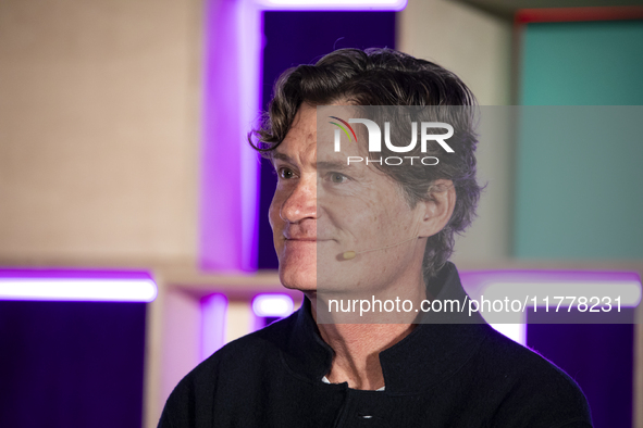 Award-winning filmmaker and explorer at Leeson Media International, Craig Leeson, attends the third and last day of Web Summit in Lisbon, Po...