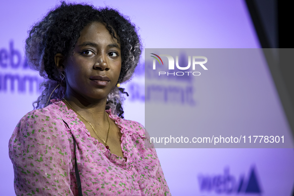 Climate activist at Youth Climate Justice Fund, Dominique Palmer, attends the third and last day of Web Summit in Lisbon, Portugal, on Novem...