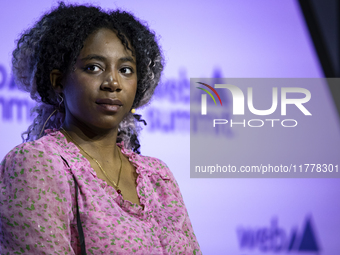 Climate activist at Youth Climate Justice Fund, Dominique Palmer, attends the third and last day of Web Summit in Lisbon, Portugal, on Novem...