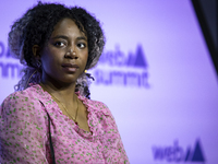 Climate activist at Youth Climate Justice Fund, Dominique Palmer, attends the third and last day of Web Summit in Lisbon, Portugal, on Novem...