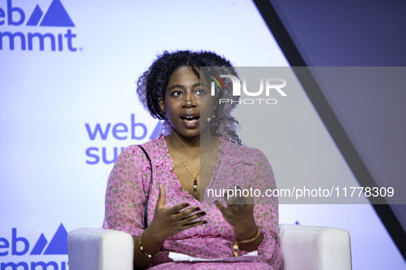 Climate activist at Youth Climate Justice Fund, Dominique Palmer, attends the third and last day of Web Summit in Lisbon, Portugal, on Novem...