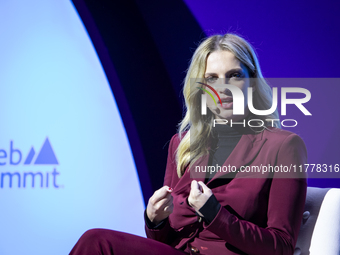 Actress Julia Palha attends the third and last day of Web Summit in Lisbon, Portugal, on November 14, 2024. The largest technology conferenc...