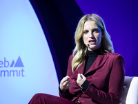 Actress Julia Palha attends the third and last day of Web Summit in Lisbon, Portugal, on November 14, 2024. The largest technology conferenc...