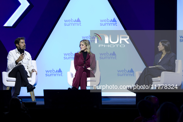 Actor and Creative Producer Ricardo Pereira and Actress Julia Palha attend the third and last day of Web Summit in Lisbon, Portugal, on Nove...