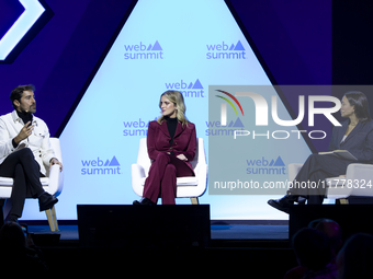 Actor and Creative Producer Ricardo Pereira and Actress Julia Palha attend the third and last day of Web Summit in Lisbon, Portugal, on Nove...