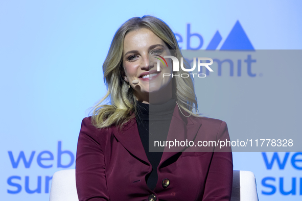 Actress Julia Palha attends the third and last day of Web Summit in Lisbon, Portugal, on November 14, 2024. The largest technology conferenc...