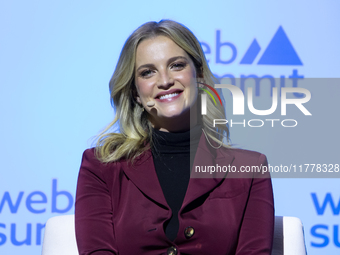 Actress Julia Palha attends the third and last day of Web Summit in Lisbon, Portugal, on November 14, 2024. The largest technology conferenc...