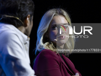 Actress Julia Palha attends the third and last day of Web Summit in Lisbon, Portugal, on November 14, 2024. The largest technology conferenc...