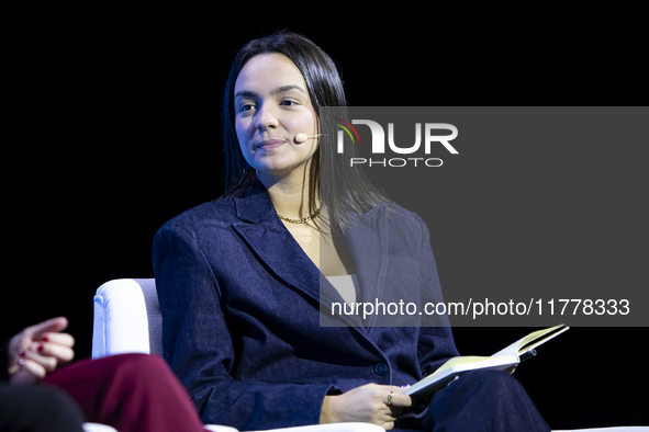 Radio Host at Grupo Renascenca Multimedia, Madalena Costa, attends the third and last day of Web Summit in Lisbon, Portugal, on November 14,...