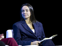 Radio Host at Grupo Renascenca Multimedia, Madalena Costa, attends the third and last day of Web Summit in Lisbon, Portugal, on November 14,...