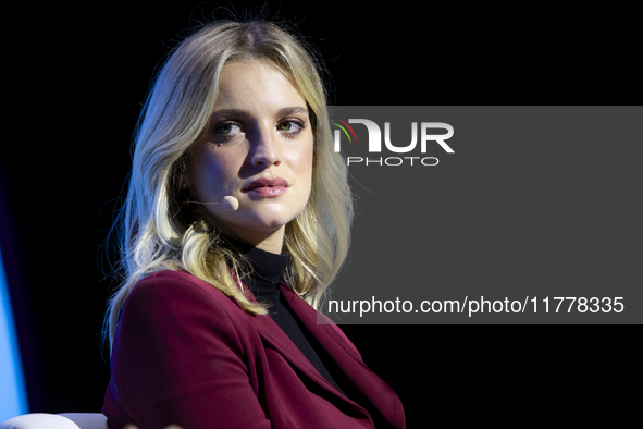 Actress Julia Palha attends the third and last day of Web Summit in Lisbon, Portugal, on November 14, 2024. The largest technology conferenc...