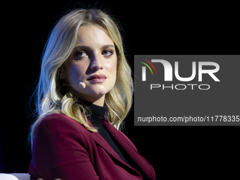 Actress Julia Palha attends the third and last day of Web Summit in Lisbon, Portugal, on November 14, 2024. The largest technology conferenc...