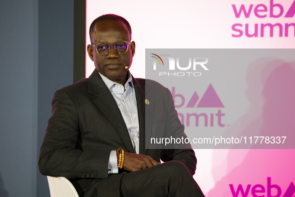 Director General at Smart Africa, Lacina Kone, attends the third and last day of the Web Summit in Lisbon, Portugal, on November 14, 2024. T...