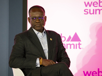 Director General at Smart Africa, Lacina Kone, attends the third and last day of the Web Summit in Lisbon, Portugal, on November 14, 2024. T...