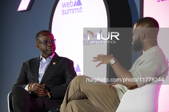 Director General at Smart Africa, Lacina Kone, attends the third and last day of the Web Summit in Lisbon, Portugal, on November 14, 2024. T...