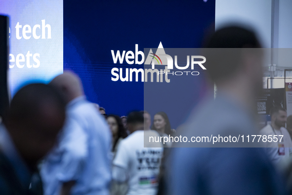 A logo of the event is seen during the last day of the Web Summit 2024 in Lisbon, Portugal, on November 14, 2024. 