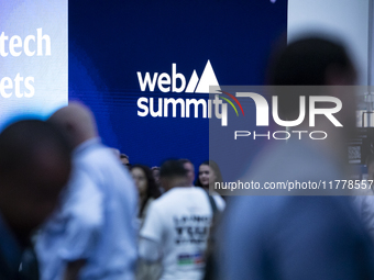 A logo of the event is seen during the last day of the Web Summit 2024 in Lisbon, Portugal, on November 14, 2024. (