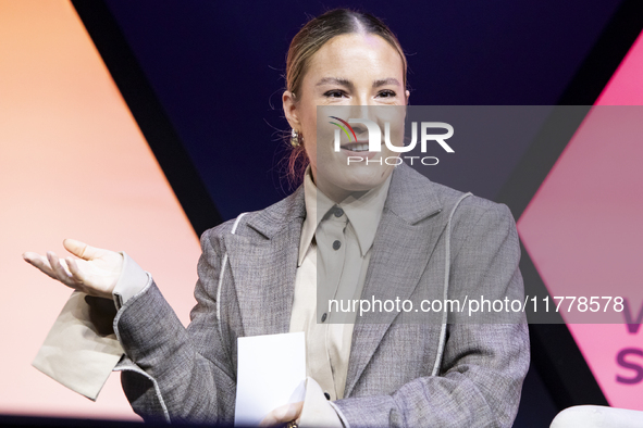 Journalist and Founder at Tough Crowd, Natasha Bird, attends the third and last day of Web Summit in Lisbon, Portugal, on November 14, 2024....