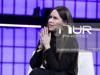 Co-Founder and CEO at Jen, Shara Senderoff, attends the third and last day of Web Summit in Lisbon, Portugal, on November 14, 2024. The larg...