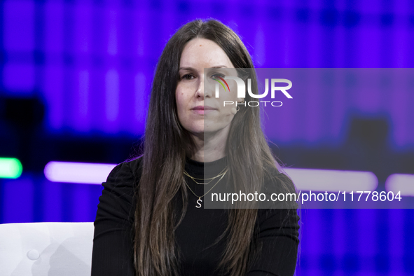 Co-Founder and CEO at Jen, Shara Senderoff, attends the third and last day of Web Summit in Lisbon, Portugal, on November 14, 2024. The larg...