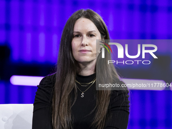 Co-Founder and CEO at Jen, Shara Senderoff, attends the third and last day of Web Summit in Lisbon, Portugal, on November 14, 2024. The larg...