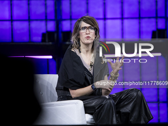 Recording artist and technologist at Auracles.io, Imogen Heap, attends the third and last day of Web Summit in Lisbon, Portugal, on November...