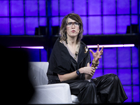 Recording artist and technologist at Auracles.io, Imogen Heap, attends the third and last day of Web Summit in Lisbon, Portugal, on November...