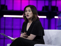 Business Reporter at Axios, Hope King, attends the third and last day of Web Summit in Lisbon, Portugal, on November 14, 2024. The largest t...