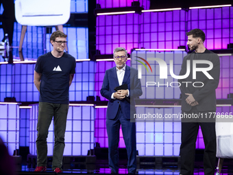 CEO and Founder of Web Summit Paddy Cosgrave, Mayor of Lisbon Carlos Moedas, and 4-time Premier League and Champions League winner with Manc...