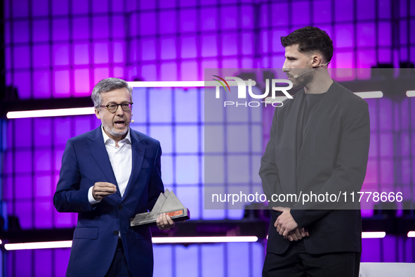 Mayor of Lisbon, Carlos Moedas, and Ruben Dias, a four-time Premier League and Champions League winner with Manchester City and Portugal, at...