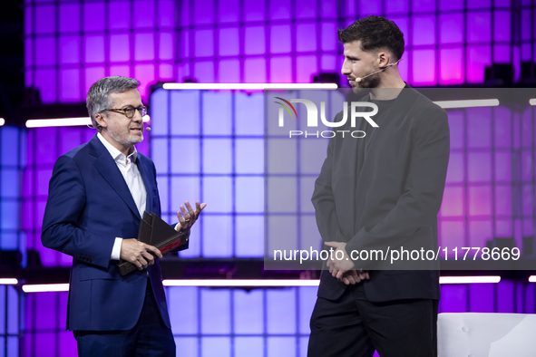 Mayor of Lisbon, Carlos Moedas, and Ruben Dias, a four-time Premier League and Champions League winner with Manchester City and Portugal, at...