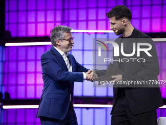 Mayor of Lisbon, Carlos Moedas, and Ruben Dias, a four-time Premier League and Champions League winner with Manchester City and Portugal, at...