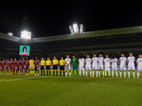 Qatar and Uzbekistan team players line up before the FIFA World Cup 2026 AFC Asian Qualifiers 3rd round group A match between Qatar and Uzbe...