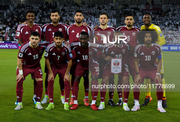 Qatar team players pose for a team photo before the FIFA World Cup 2026 AFC Asian Qualifiers 3rd round group A match between Qatar and Uzbek...