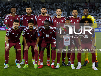 Qatar team players pose for a team photo before the FIFA World Cup 2026 AFC Asian Qualifiers 3rd round group A match between Qatar and Uzbek...