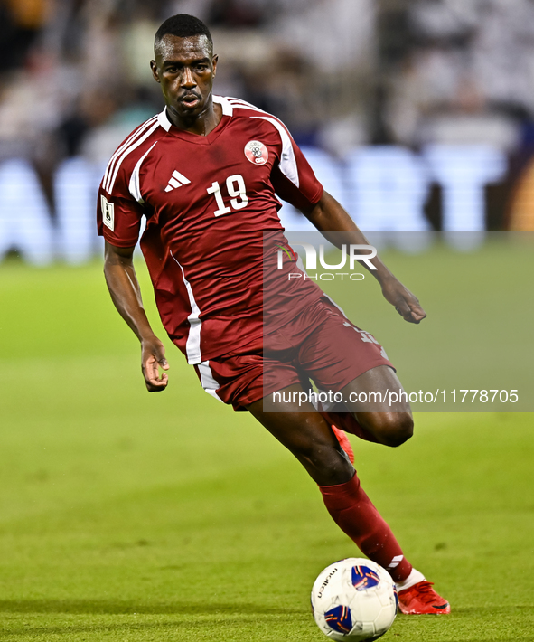 Almoez Ali (#19) of Qatar plays in the FIFA World Cup 2026 AFC Asian Qualifiers 3rd round group A match between Qatar and Uzbekistan at Jass...