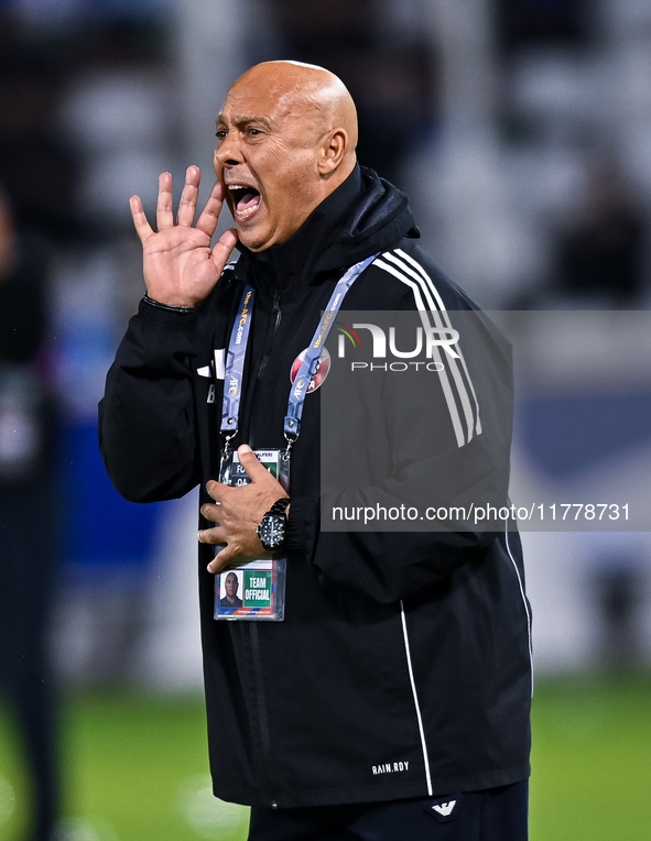 Qatar national team head coach Bartolome Marquez reacts during the FIFA World Cup 2026 AFC Asian Qualifiers third round group A match betwee...