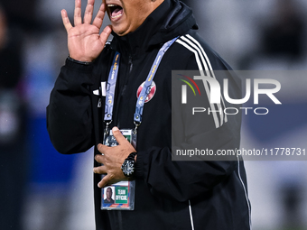 Qatar national team head coach Bartolome Marquez reacts during the FIFA World Cup 2026 AFC Asian Qualifiers third round group A match betwee...