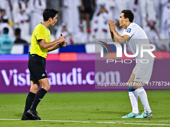 Otabek Shukurov of Uzbekistan reacts during the FIFA World Cup 2026 AFC Asian Qualifiers third round group A match between Qatar and Uzbekis...