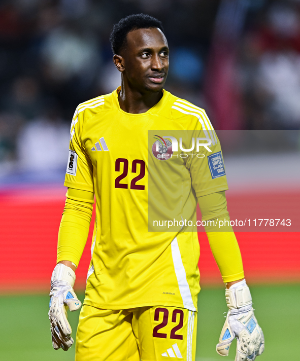 Meshaal Barsham (GK) (#22) of Qatar plays in the FIFA World Cup 2026 AFC Asian Qualifiers third round group A match between Qatar and Uzbeki...