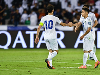 Abbosbek Fayazullaev (R) of Uzbekistan celebrates with his teammate after scoring a goal during the FIFA World Cup 2026 AFC Asian Qualifiers...