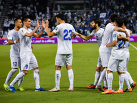 Abbosbek Fayazullaev (R) of Uzbekistan celebrates with his teammate after scoring a goal during the FIFA World Cup 2026 AFC Asian Qualifiers...