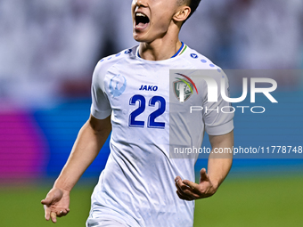 Abbosbek Fayazullaev of Uzbekistan celebrates after scoring a goal during the FIFA World Cup 2026 AFC Asian Qualifiers third round group A m...